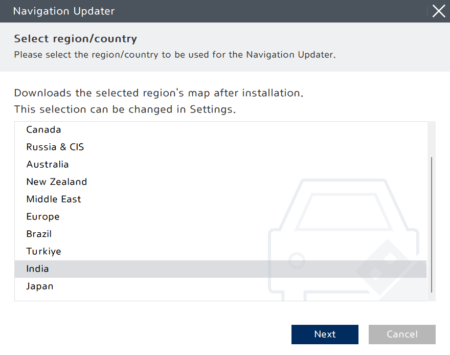 select region